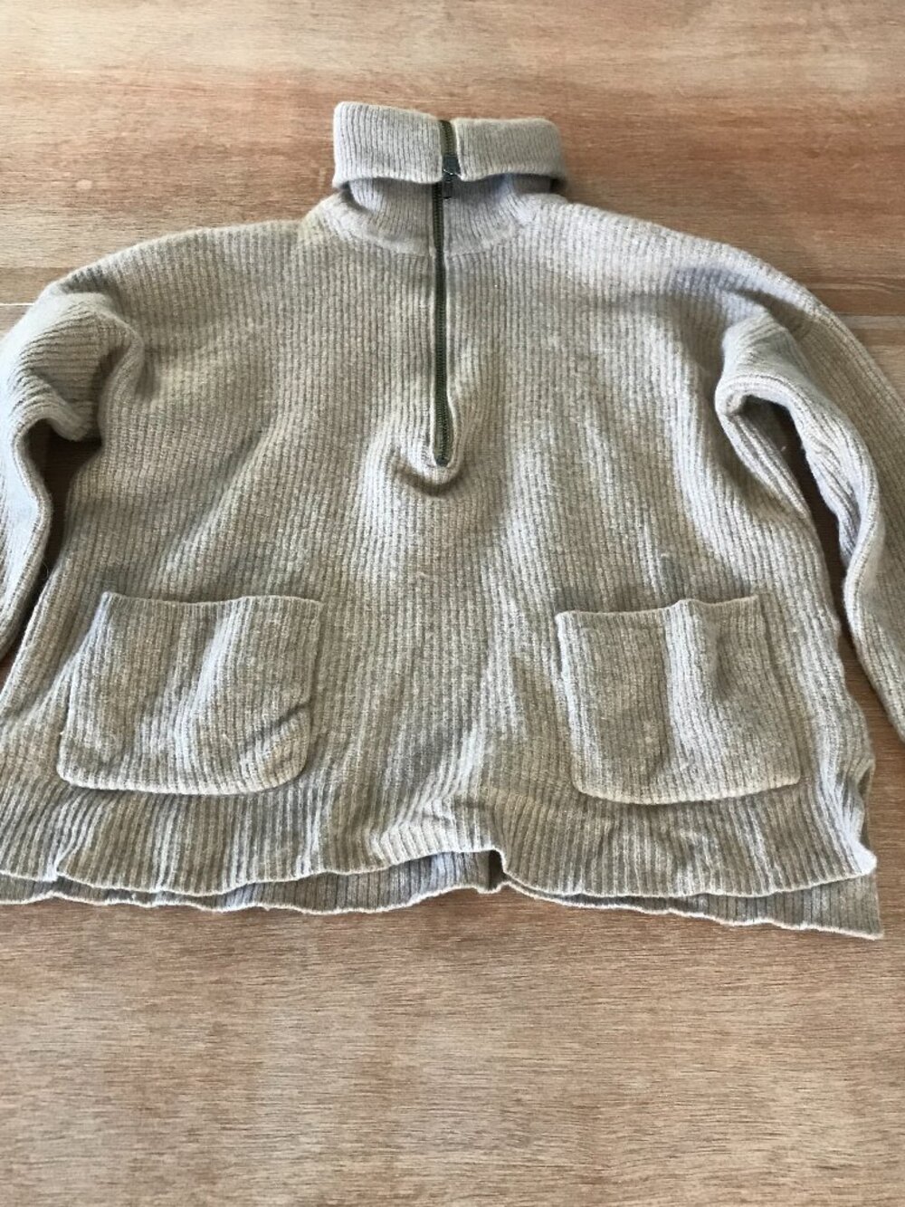 Madewell Glenbrook Pullover Sweater Women S Brown Half Zip Wool Blend Pocket